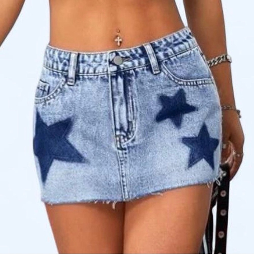 y2k star denim mini skirt